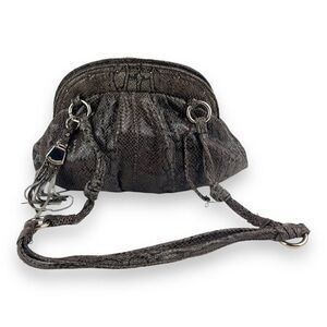 B.Makowsky Metallic Brown Snakeskin Shoulder Bag‎